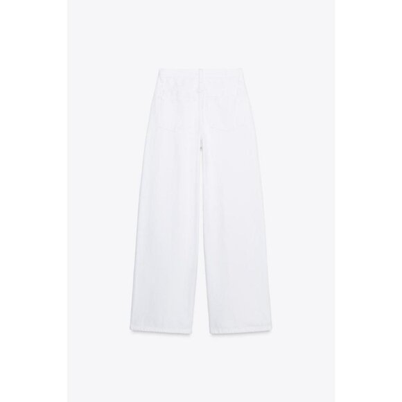 ZARA HIGH-WAIST TRF WIDE-LEG CROSSOVER WAIST JEANS - Picture 2 of 3